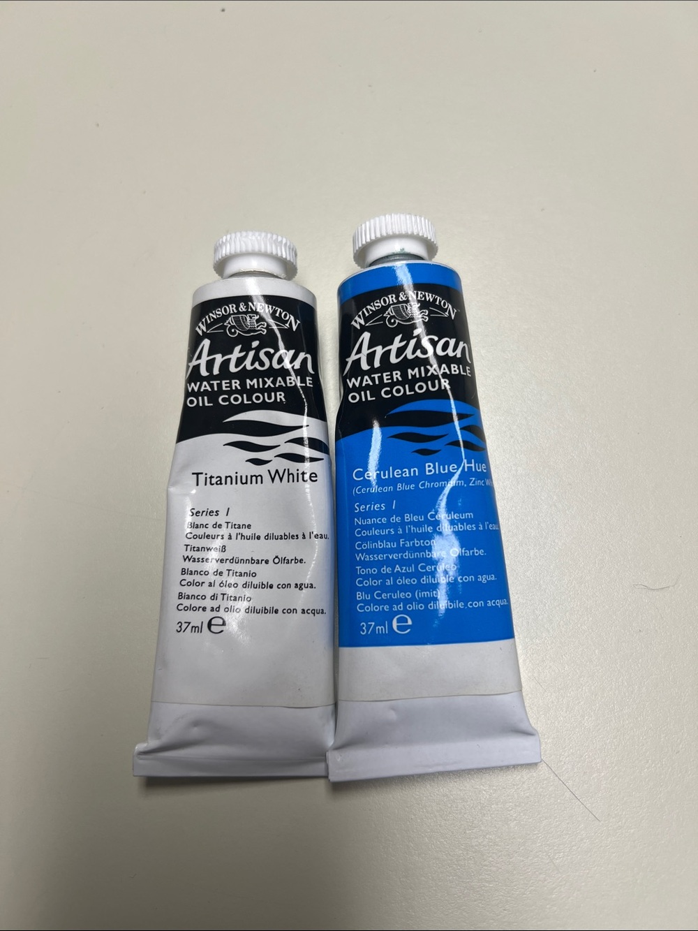 Artisan Water Mixable Oil Colour Set - Titanium White & Cerulean Blue